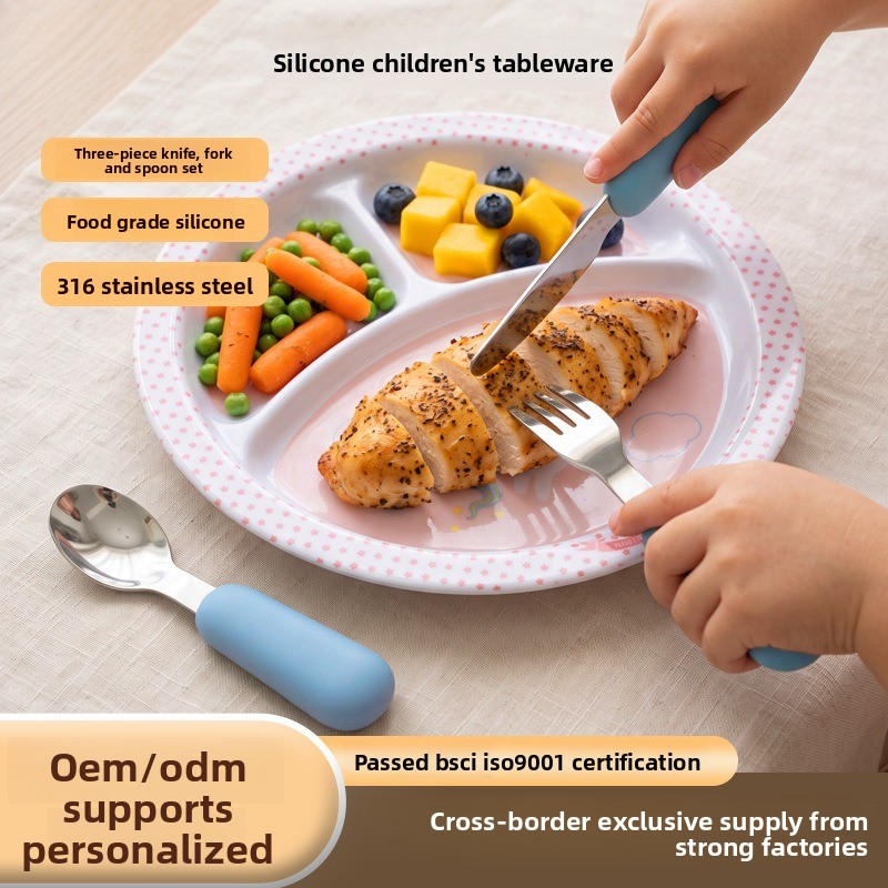 Baby Food Knife Set - Food grade silicone baby tableware set