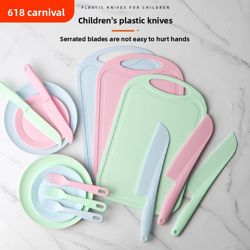 Baby Food Knife Set - Non-slip plastic kitchen knife for cutting