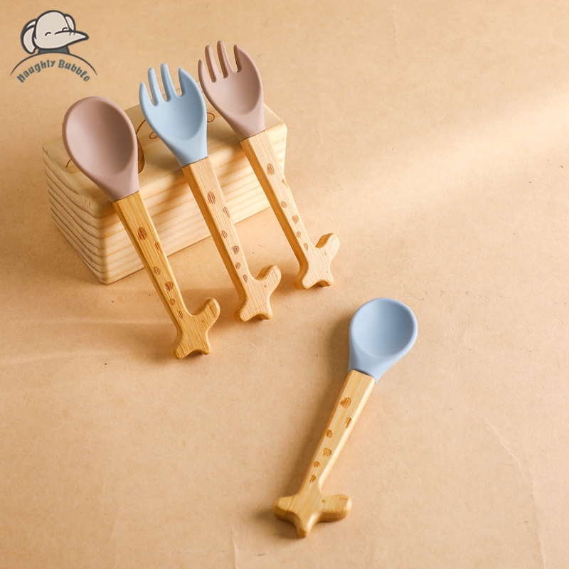 Baby Food Organic - 2PCS Baby Bamboo Fork Silicone Wooden