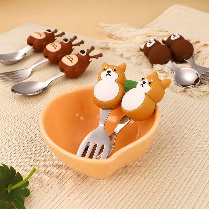 Baby Food Knife Set - Stainless Steel Kids Spoon & Fork