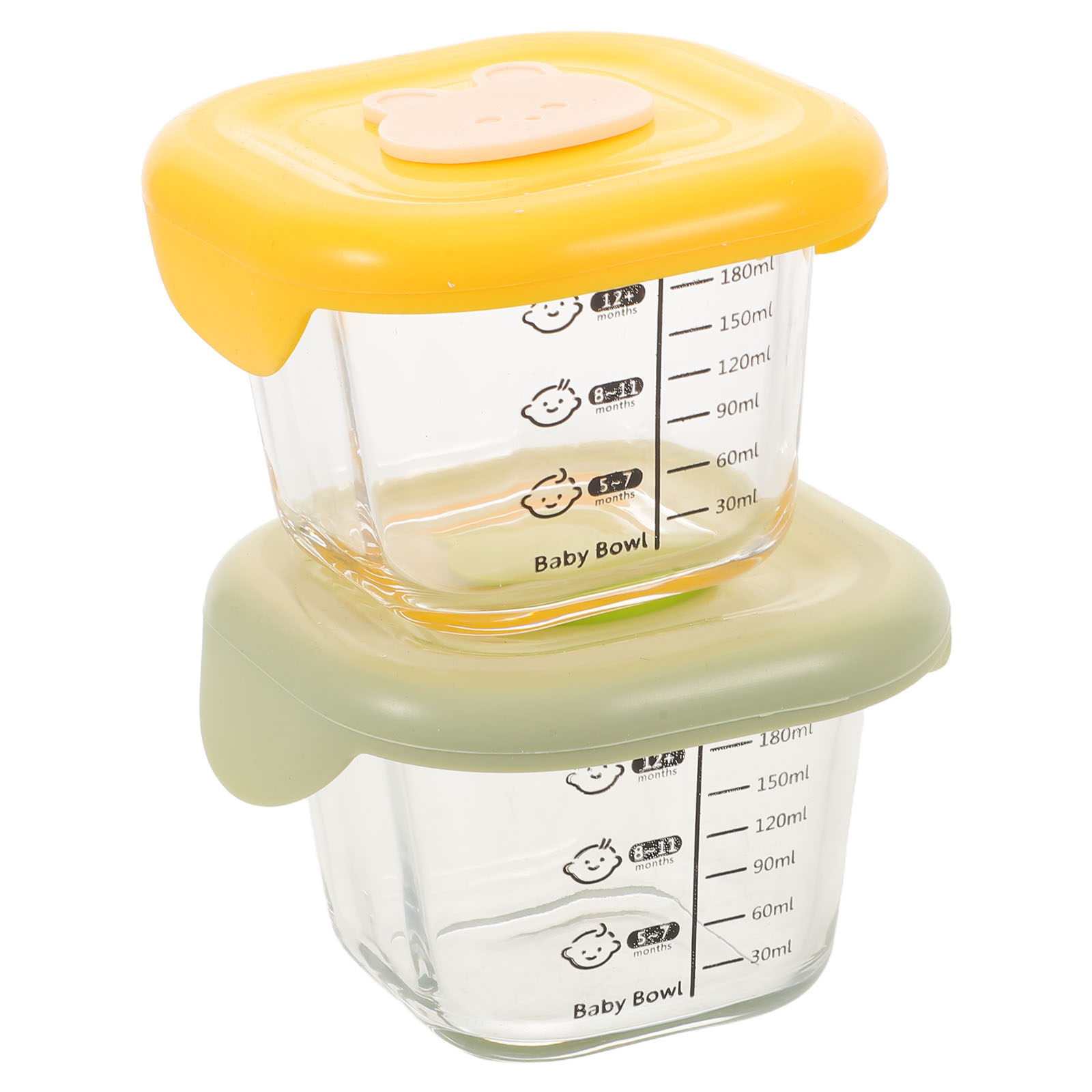 Baby Food Yellow - 2Pcs Baby Food Storage Boxes 230Ml