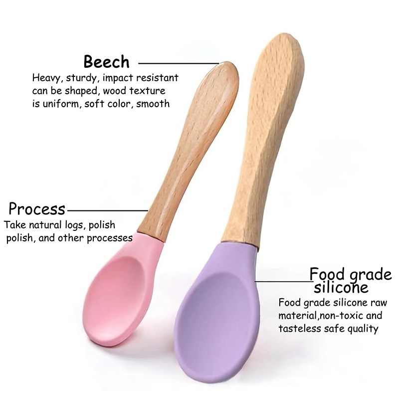 Baby Wooden Spoon Silicone Woo - Baby Food Organic 评论和价格