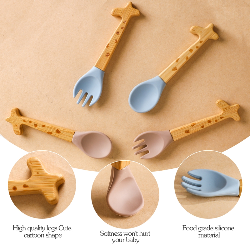 2PCS Baby Bamboo Fork Silicone - Baby Food Organic 评论和价格