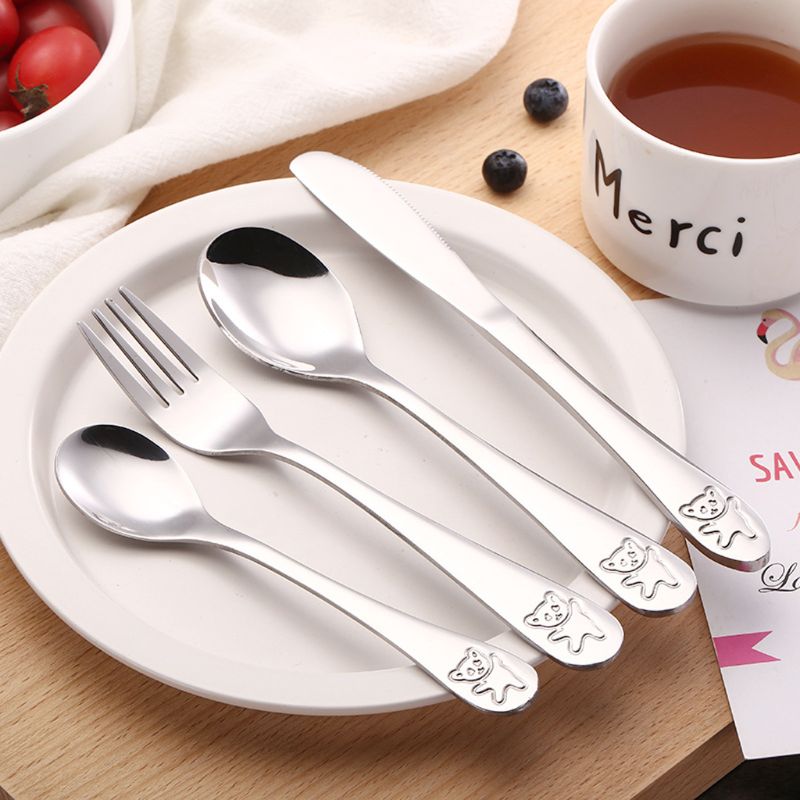4 Pcs/set Baby Teaspoon Spoon  - Baby Food Knife Set 评论和价格