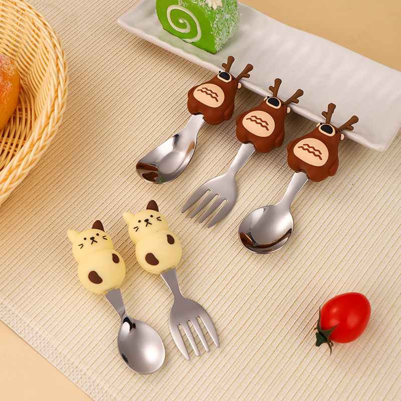 Stainless Steel Kids Spoon & F - Baby Food Knife Set 评论和价格