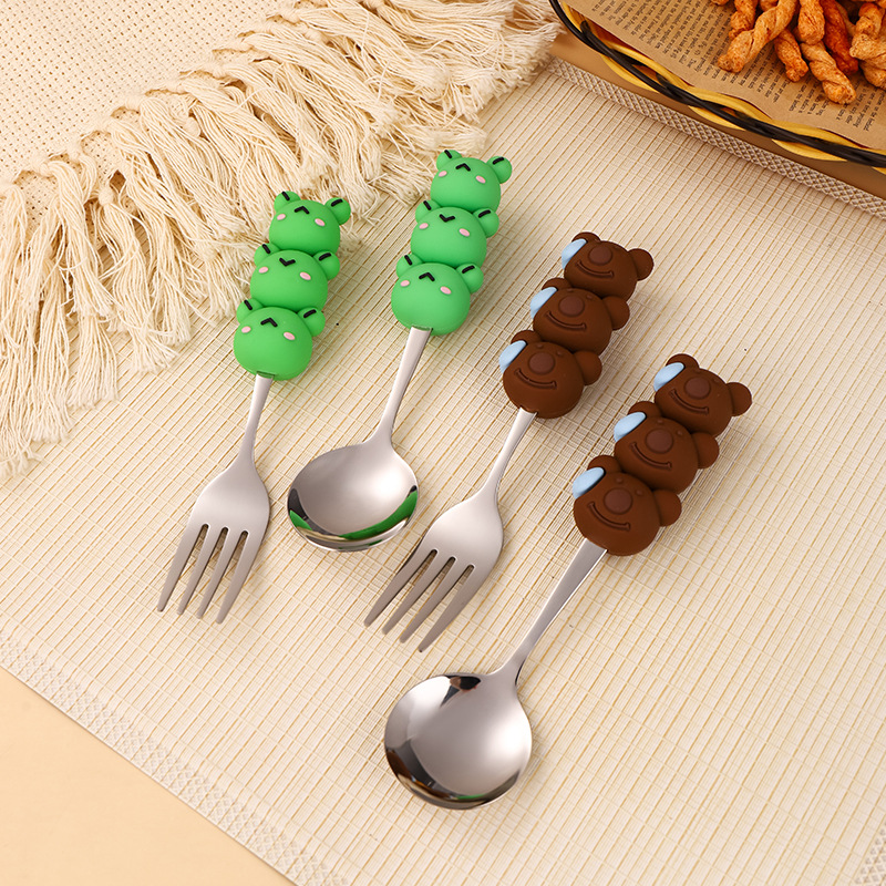 Stainless Steel Kids Spoon & F - Baby Food Knife Set 评论和价格