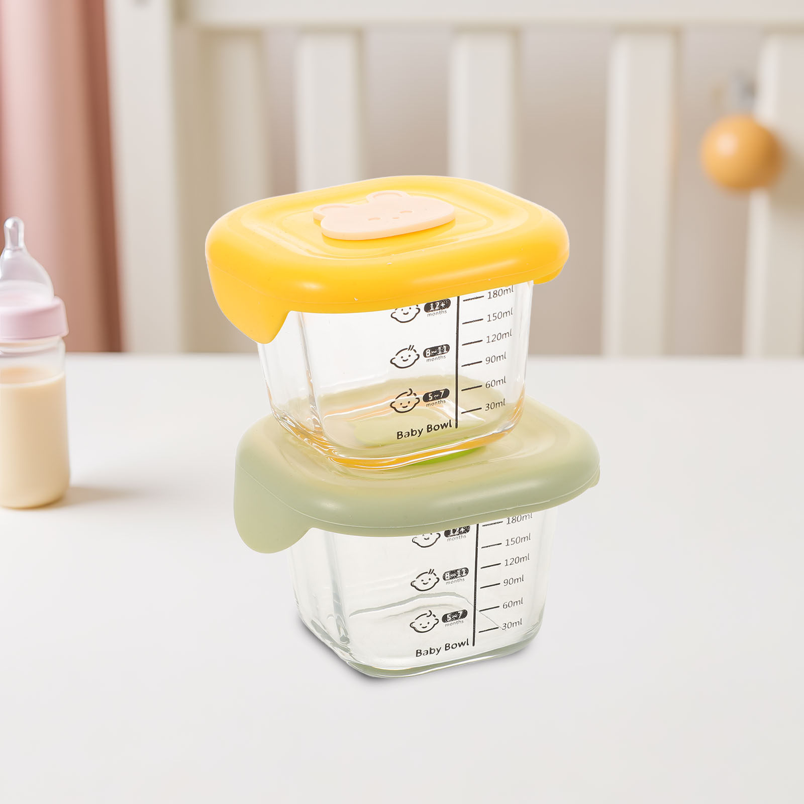 2Pcs Baby Food Storage Boxes 2 - Baby Food Yellow 评论和价格