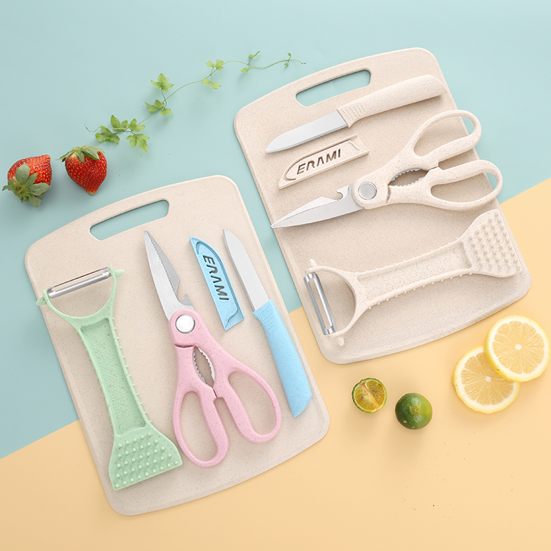 Wheat Straw Cutting Board Four - Baby Food Knife Set 评论和价格