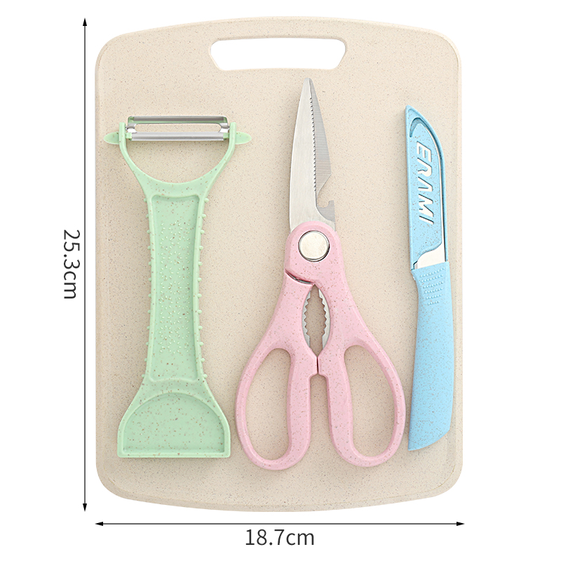 Wheat Straw Cutting Board Four - Baby Food Knife Set 评论和价格